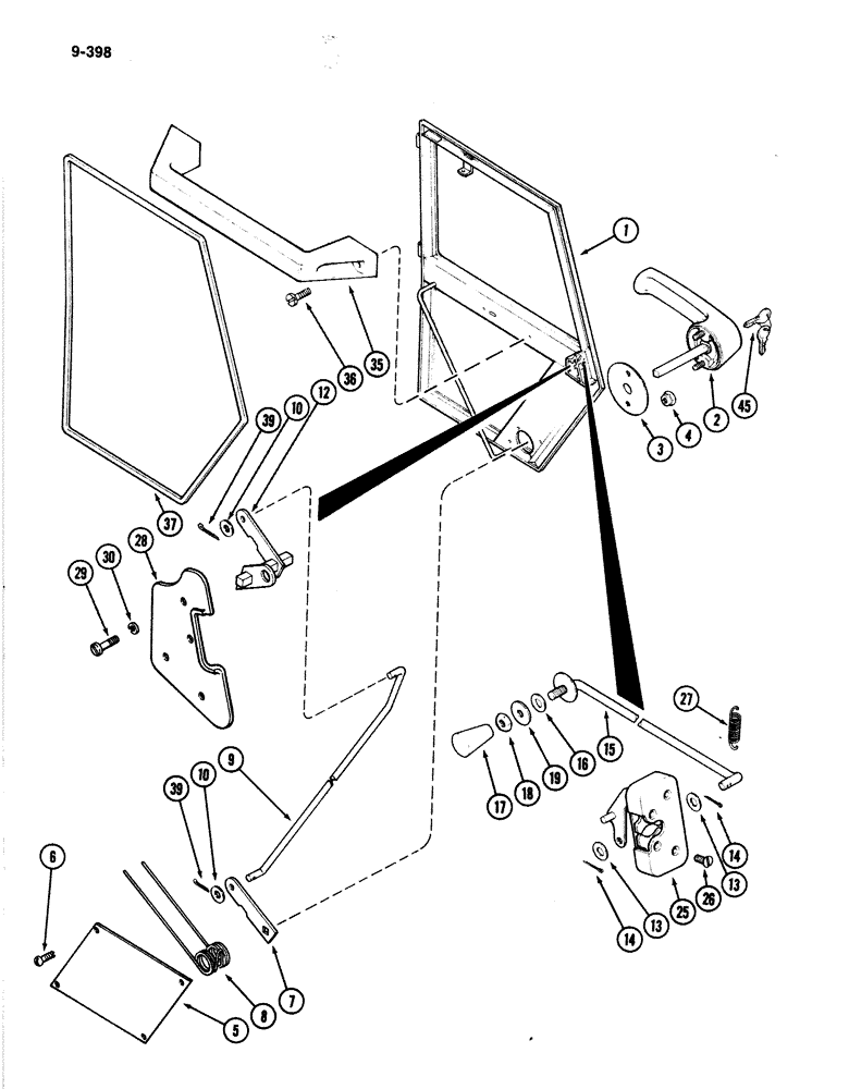 Схема запчастей Case IH 4894 - (9-398) - CAB DOOR ASSEMBLY (09) - CHASSIS/ATTACHMENTS