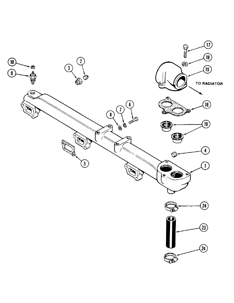 Схема запчастей Case IH 4694 - (2-006) - WATER MANIFOLD AND THERMOSTAT, 504BDTI DIESEL ENGINE (02) - ENGINE