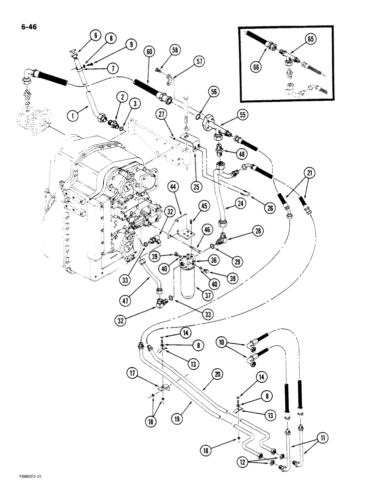 Схема запчастей Case IH STEIGER - (6-046) - TRANSMISSION LUBRICATION, TRANSMISSION TO OIL COOLER (06) - POWER TRAIN