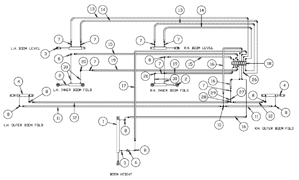 Схема запчастей Case IH 3185 - (06-010) - 75 BOOM HYDRAULICS Hydraulic Plumbing