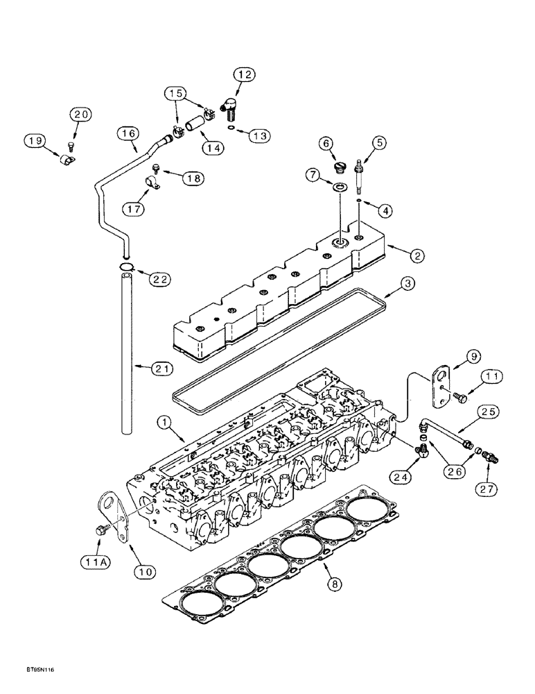 Схема запчастей Case IH 9330 - (2-040) - CYLINDER HEAD COVER, 6T-830/6TA-830 EMISSIONS CERTIFIED ENGINES, S/N JEE0036501 & AFTER (02) - ENGINE