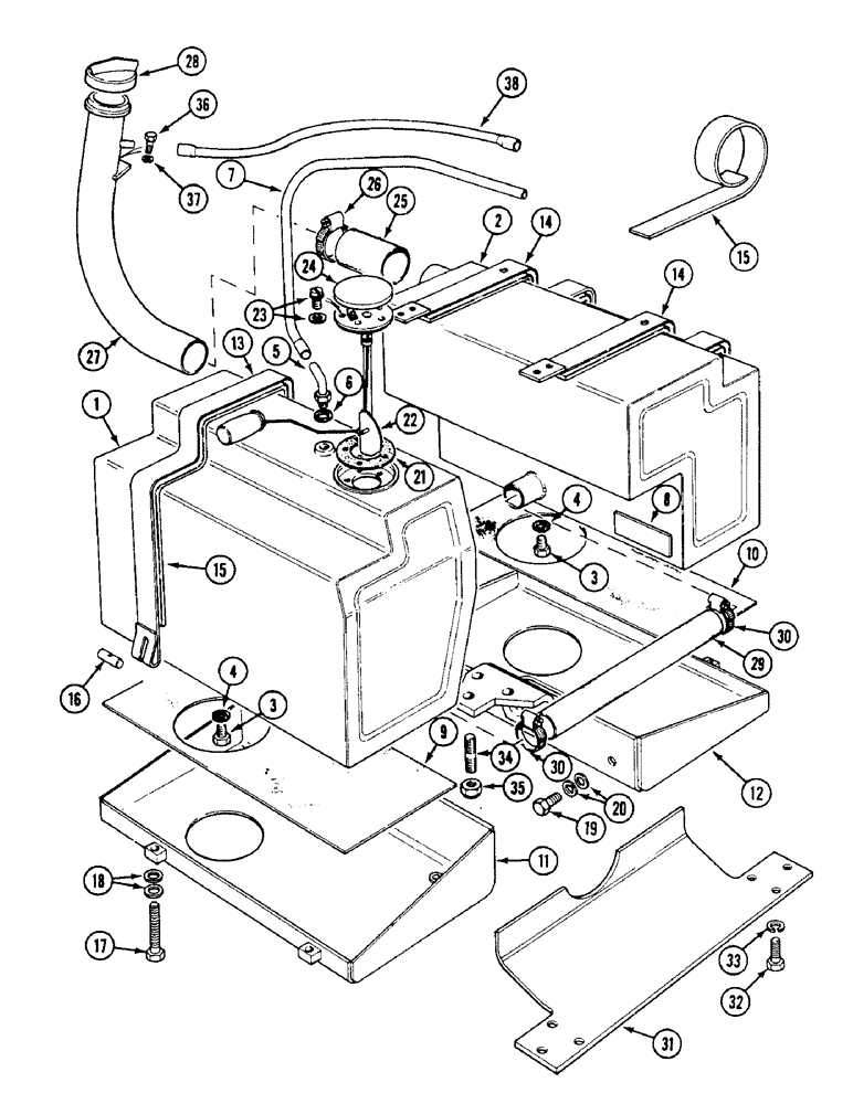 Схема запчастей Case IH 1494 - (3-046) - FUEL TANKS, TRACTORS WITHOUT CAB (03) - FUEL SYSTEM