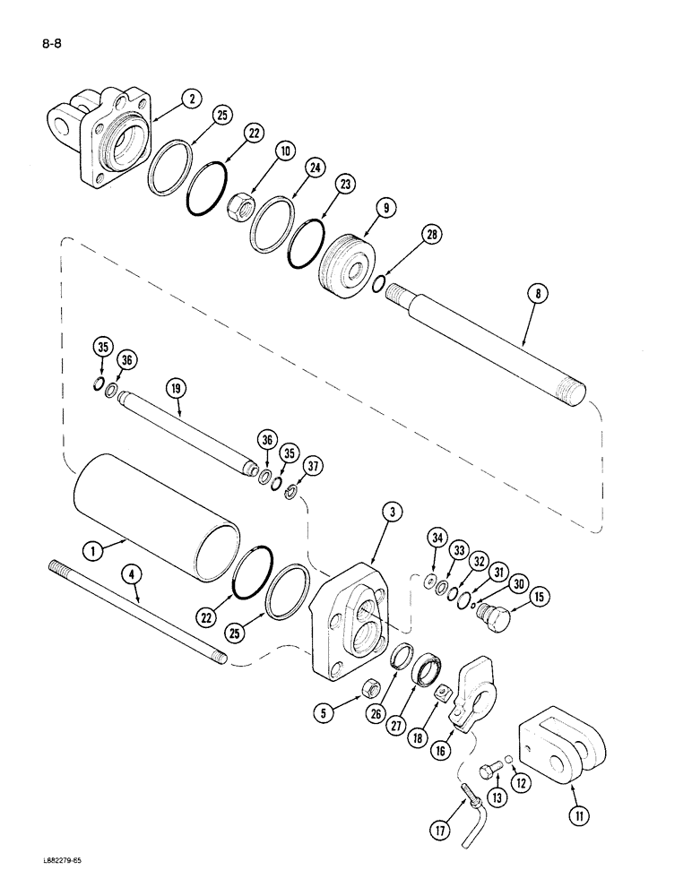 Схема запчастей Case IH 770 - (8-08) - HYDRAULIC CYLINDER, DEPTH CONTROL, 3-1/2 INCH BORE X 8 INCH STROKE WITH LIMIT STOP 