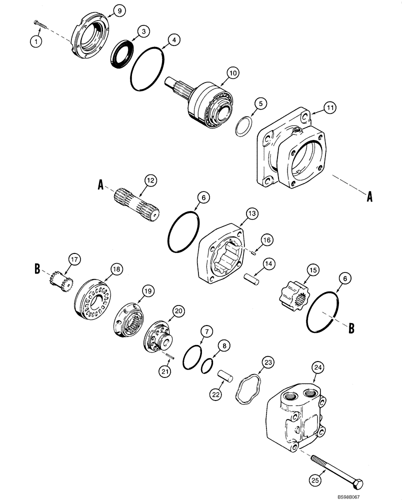 Схема запчастей Case IH 1840 - (08-17) - HYDRAULIC DRIVE MOTOR (08) - HYDRAULICS