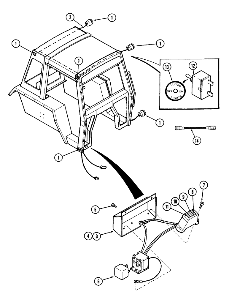 Схема запчастей Case IH 1690 - (P02-1) - 4 POST PROTECTIVE FRAME, ELECTRICAL COMPONENTS (10) - OPERATORS PLATFORM/CAB