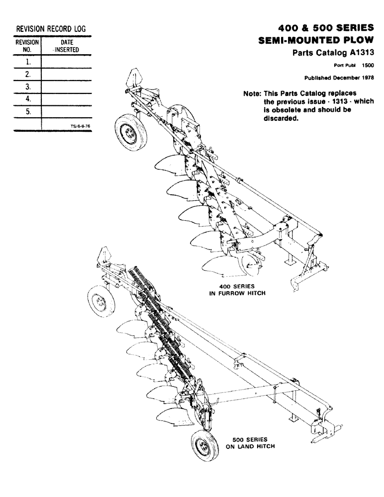 Схема запчастей Case IH 400-SERIES - (01) - 400 AND 500 SERIES, SEMI-MOUNTED PLOW 