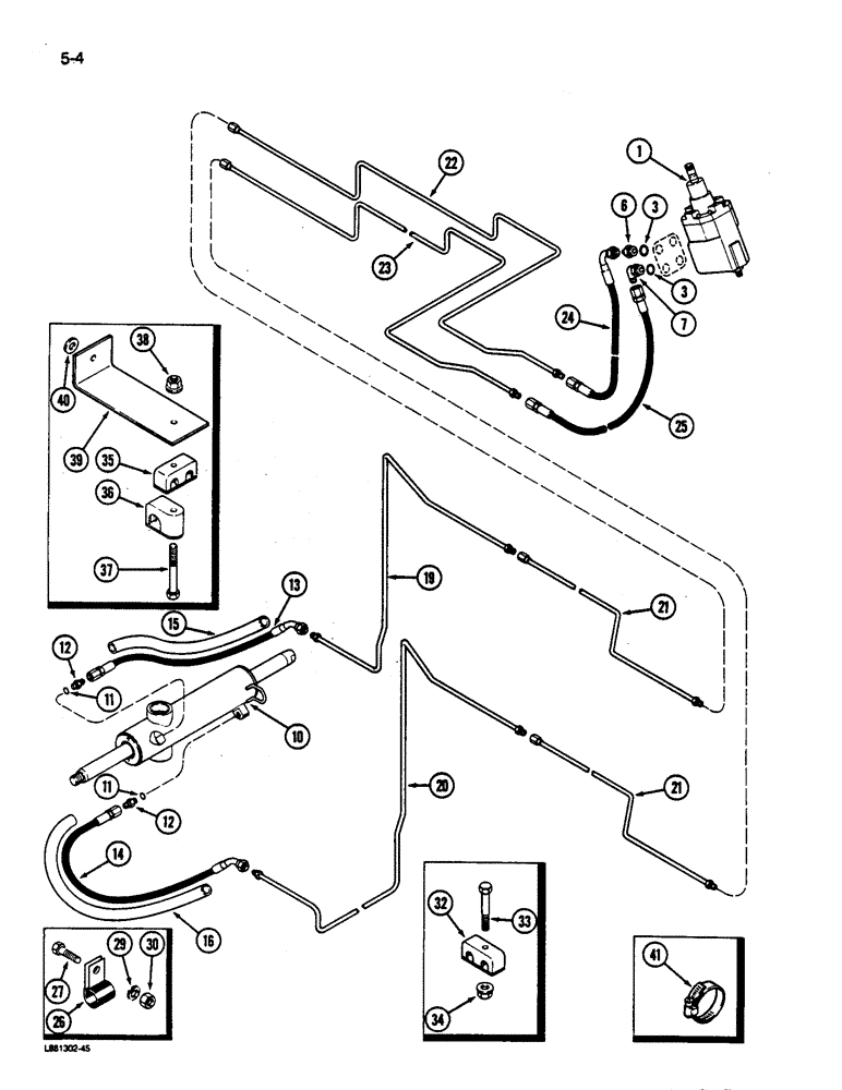 Схема запчастей Case IH 1844 - (5-04) - STEERING SYSTEM, STEERING PUMP TO STEERING CYLINDER, PRIOR TO P.I.N. 701 (04) - STEERING