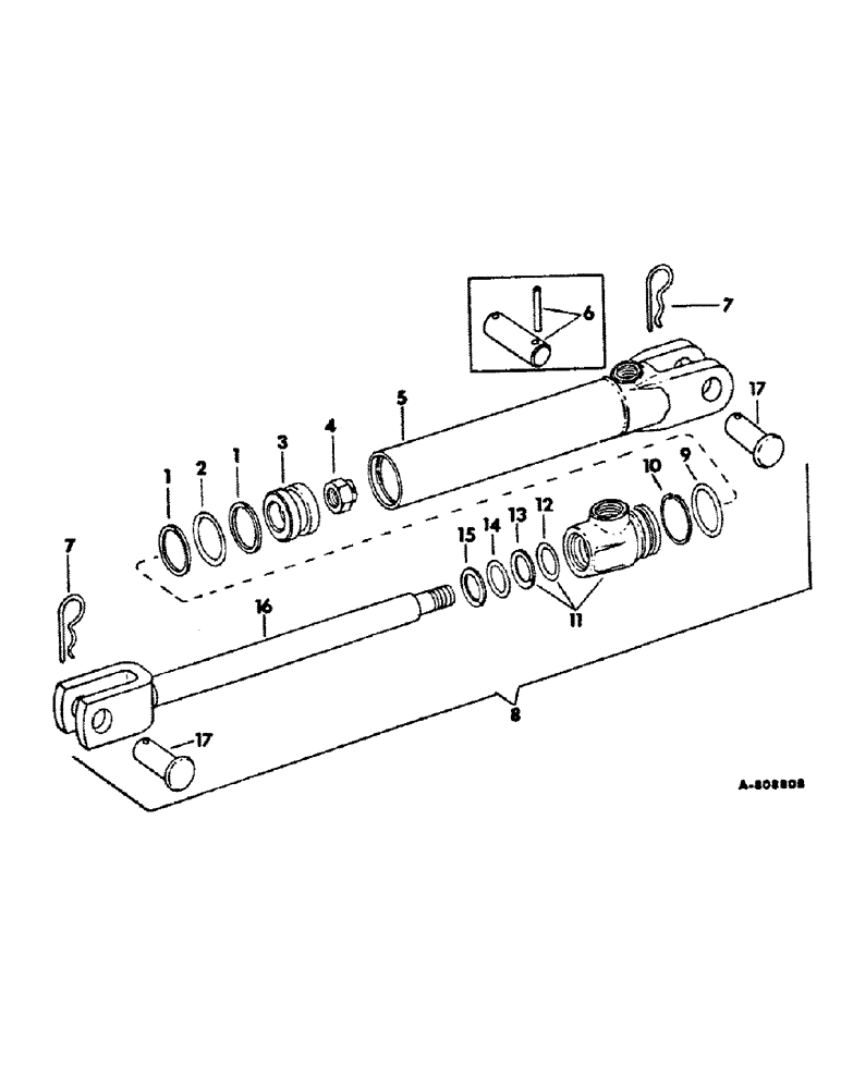 Схема запчастей Case IH 200 - (P-06) - HYDRAULIC CYLINDER, 3 X 8 IN. DOUBLE ACTING 