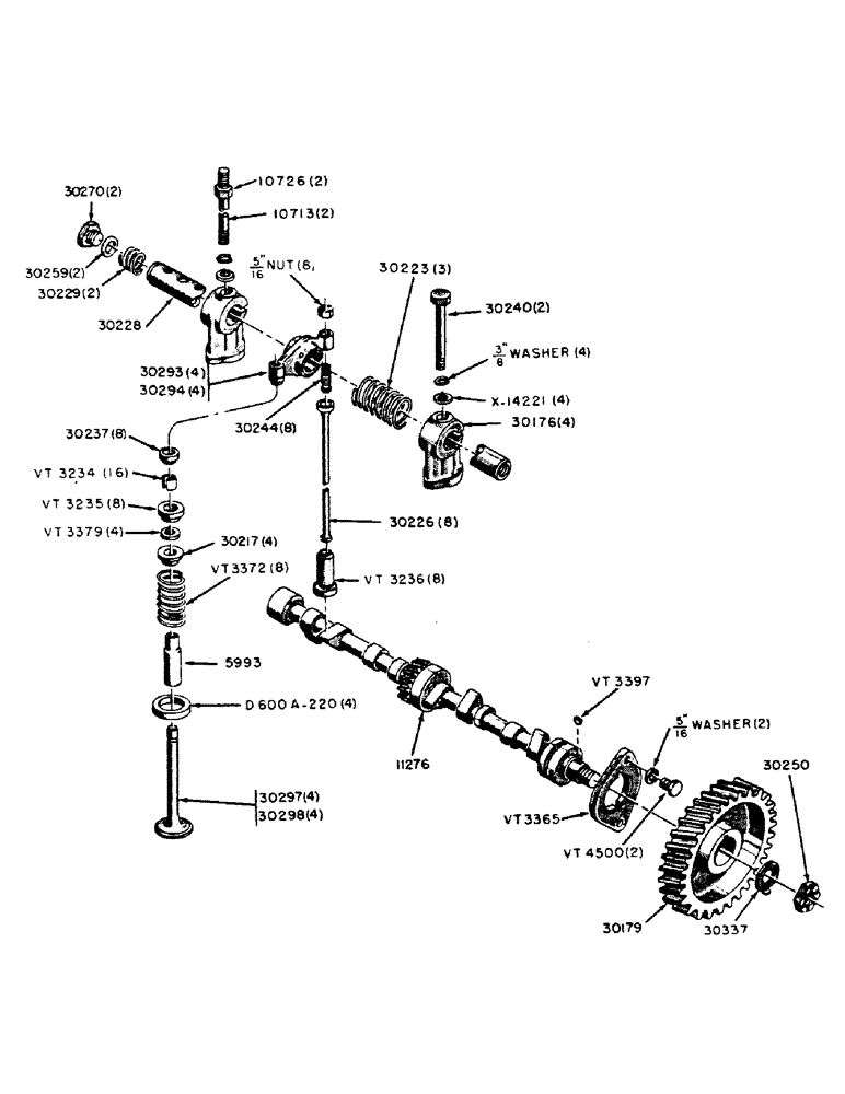 Схема запчастей Case IH 400B-SERIES - (048) - DIESEL ENGINE, VALVES, PUSH RODS AND CAMSHAFT (02) - ENGINE