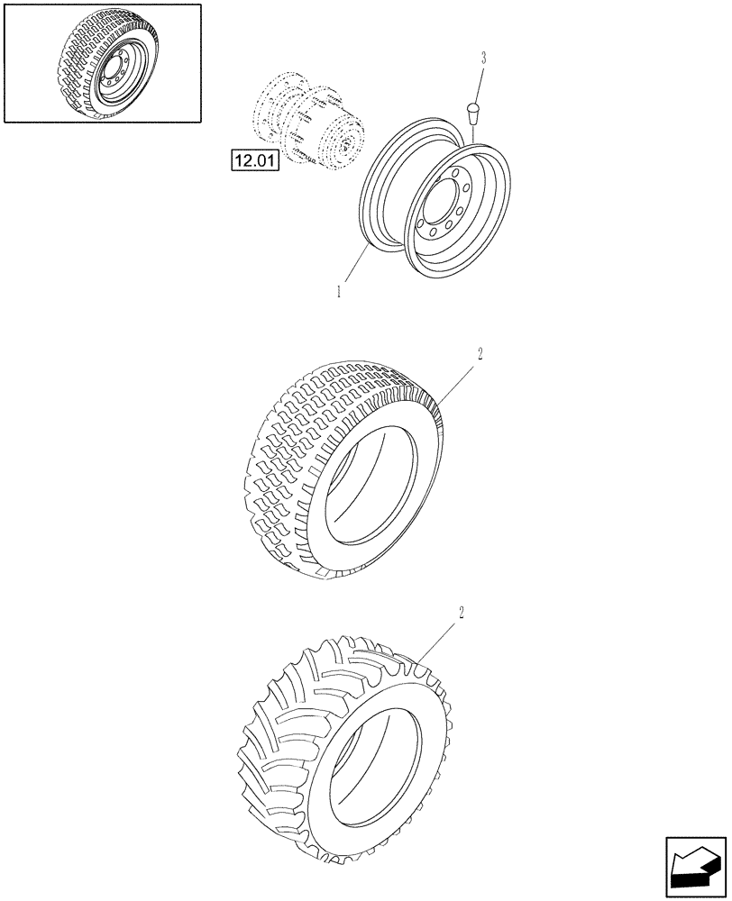 Схема запчастей Case IH WDX1902 - (11.01) - FRONT WHEELS (11) - WHEELS/TRACKS