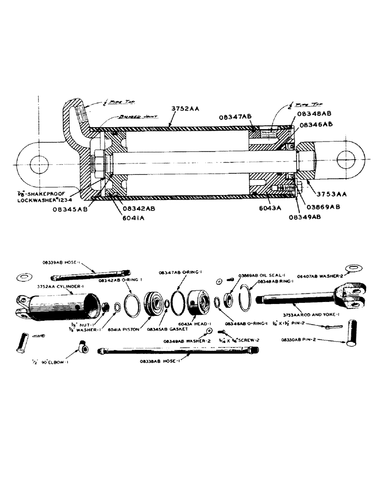 Схема запчастей Case IH SC-SERIES - (154) - HYDRAULIC SINGLE AND DUAL CONTROL UNIT MOUNTED CYLINDER ASSEMBLY, 3-1/4 INCH X 6 INCH (08) - HYDRAULICS