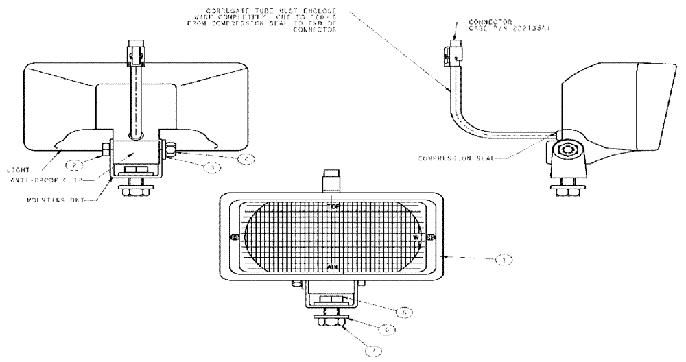 Схема запчастей Case IH 610 - (01-010) - FLOOD LIGHTING ASSEMBLY (06) - ELECTRICAL