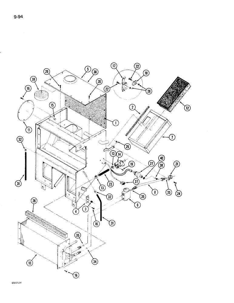 Схема запчастей Case IH 9210 - (9-094) - AIR CONDITIONER AND HEATER MODULE ASSEMBLY, EXTERNAL COMPONENTS, PRIOR TO P.I.N. JCB0028400 (09) - CHASSIS/ATTACHMENTS