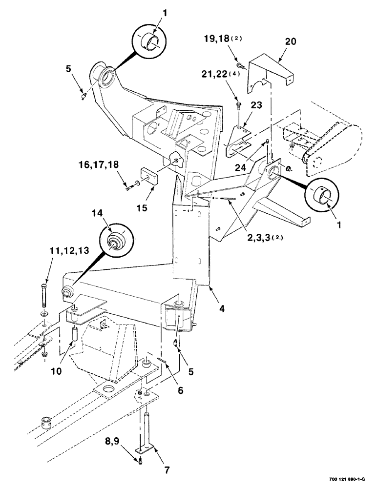 Схема запчастей Case IH 8240 - (7-14) - TONGUE FRAME ASSEMBLY (58) - ATTACHMENTS/HEADERS