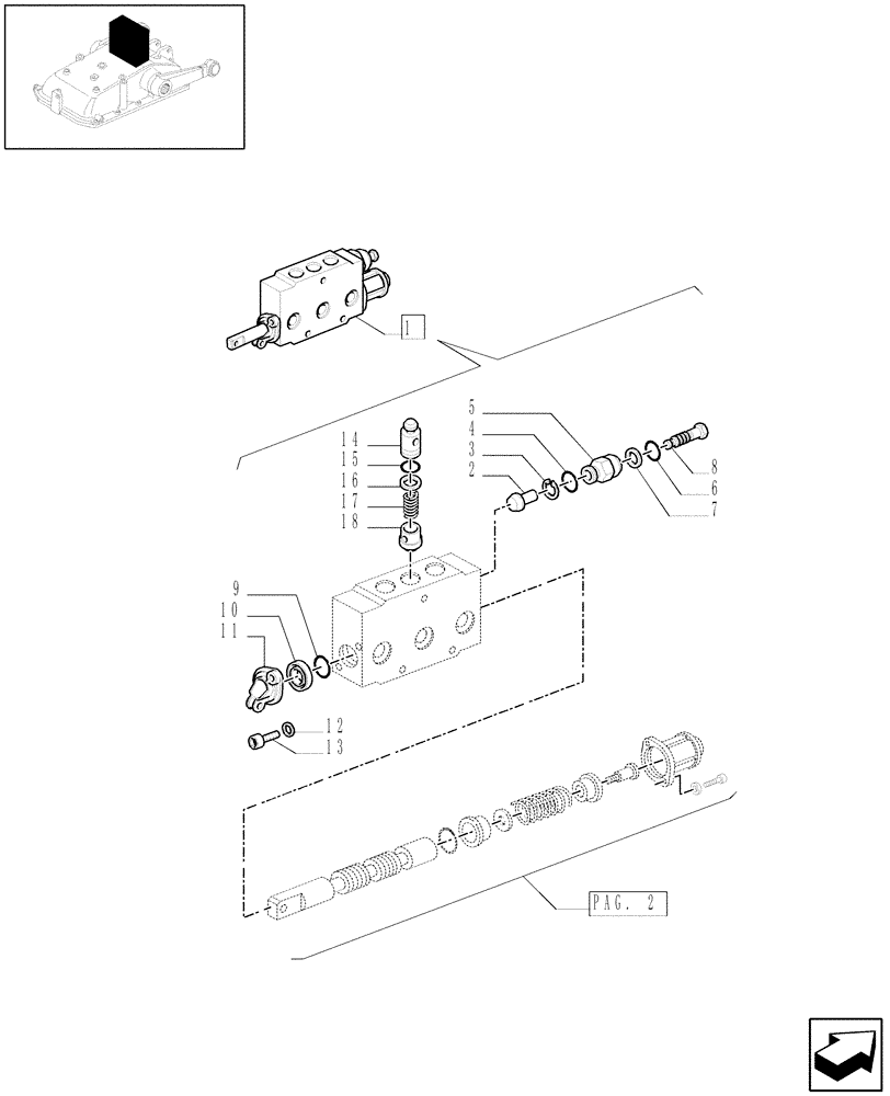 Схема запчастей Case IH JX1095N - (1.82.7/ B[01]) - SIMPLE DOUBLE EFFECT DISTRIBUTOR - BREAKDOWN - C5484 (07) - HYDRAULIC SYSTEM