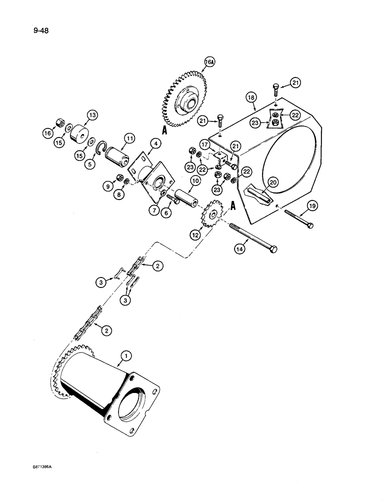 Схема запчастей Case IH 8600 - (9-048) - MAIN DRIVE, DRIVE WHEEL SPROCKET AND CHAINS (09) - CHASSIS/ATTACHMENTS