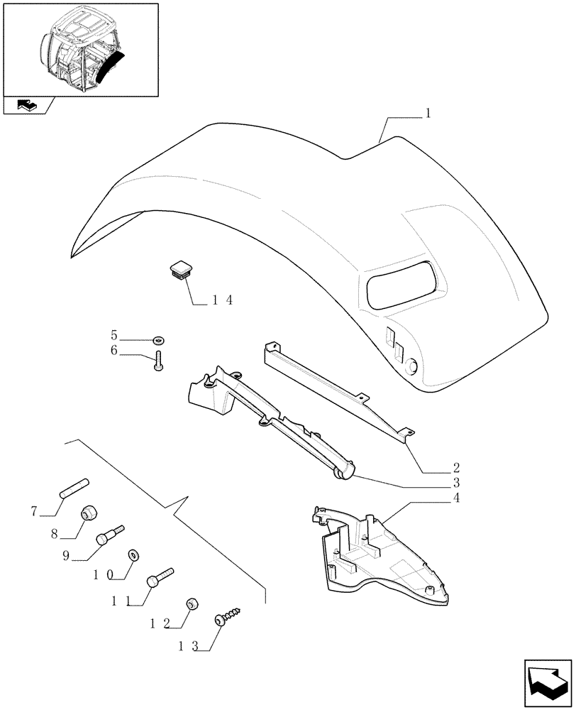 Схема запчастей Case IH MAXXUM 115 - (1.92.5/03[01]) - WIDE REAR FENDERS WITH EXTENSIONS - FENDERS AND SUPPORTS (VAR.330519-331519) (10) - OPERATORS PLATFORM/CAB