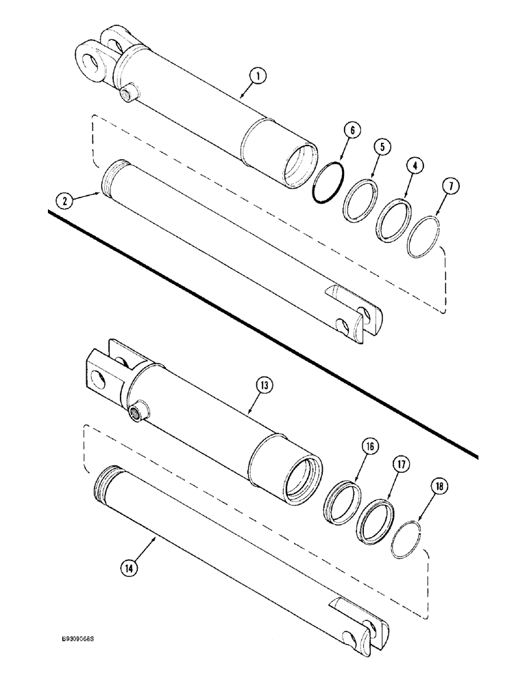 Схема запчастей Case IH 955 - (8-34) - HYDRAULIC CYLINDERS - 145622C91 & 841038C91 (08) - HYDRAULICS