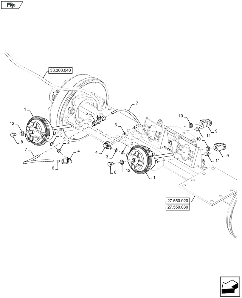 Схема запчастей Case IH LB434R - (33.300.030) - PNEUMATIC BRAKES - SINGLE AXLE - C015 (33) - BRAKES & CONTROLS