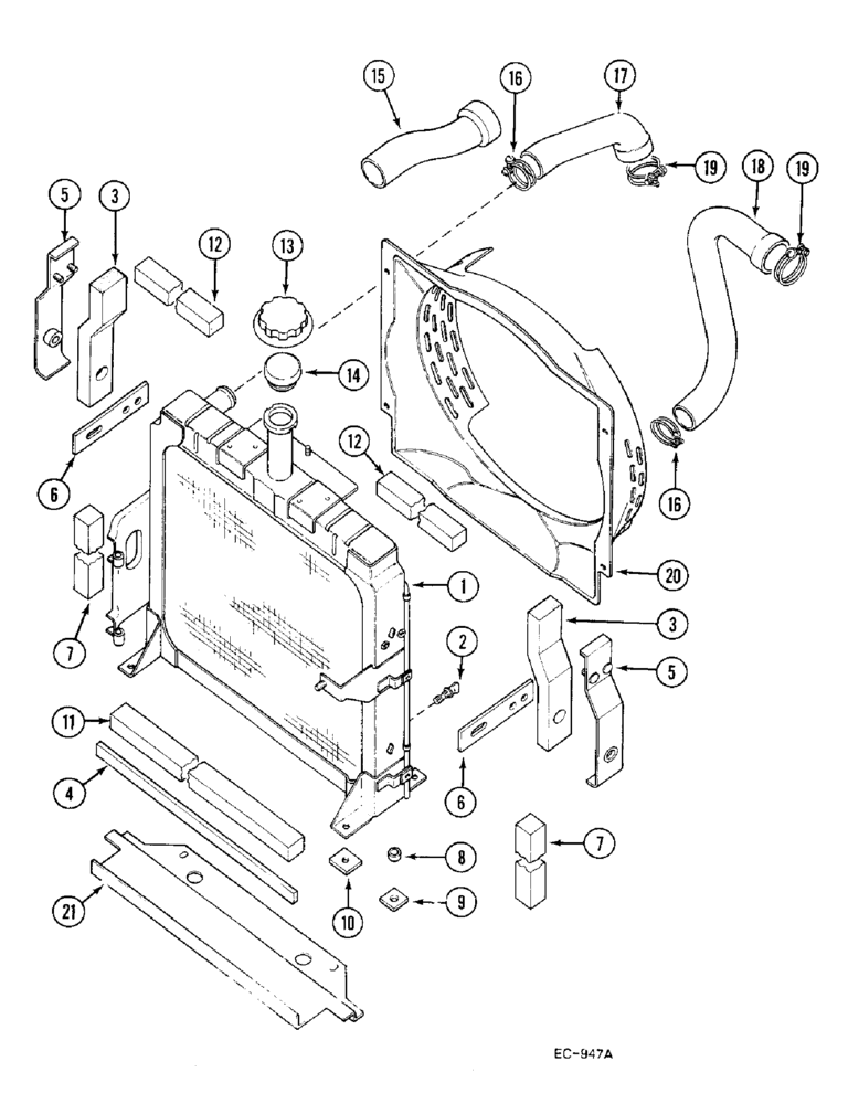 Схема запчастей Case IH 685 - (2-002) - RADIATOR AND CONNECTIONS (02) - ENGINE