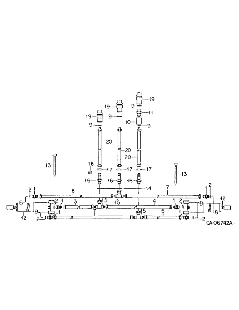 Схема запчастей Case IH 80 - (YB-21) - HYDRAULIC CONNECTIONS, FLEX OR NON-FLEX FRAME FOR MIDDLEBUSTER AND PLANTER 