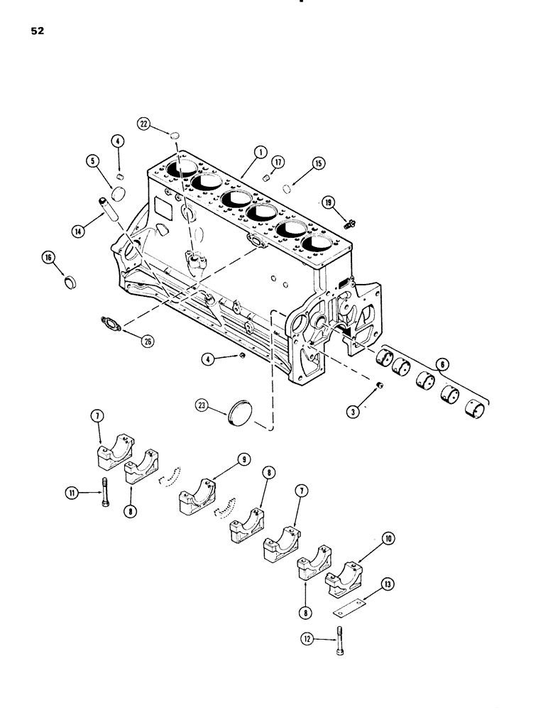 Схема запчастей Case IH 451BD - (052) - CYLINDER BLOCK, ENGINE LESS FUEL DIVCE, 451BD NATURALLY ASPIRATED ENGINES (02) - ENGINE