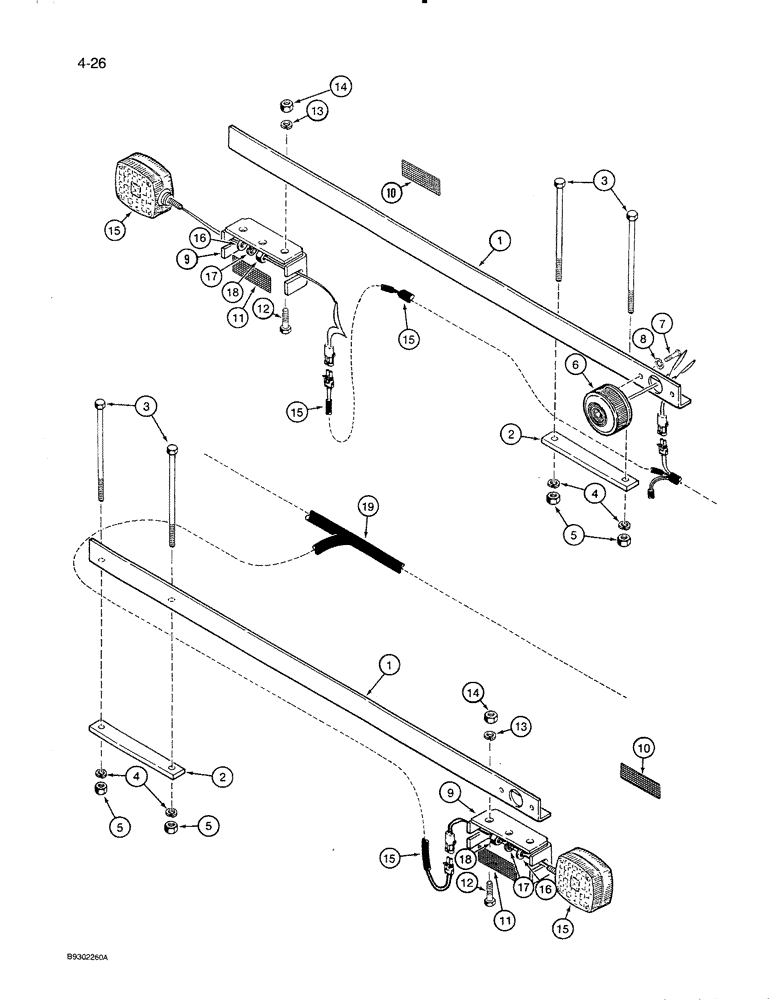 Схема запчастей Case IH 8500 - (4-26) - TRANSPORT LAMPS, 33 FOOT AND 45 FOOT WIDE DRILLS (04) - ELECTRICAL SYSTEMS