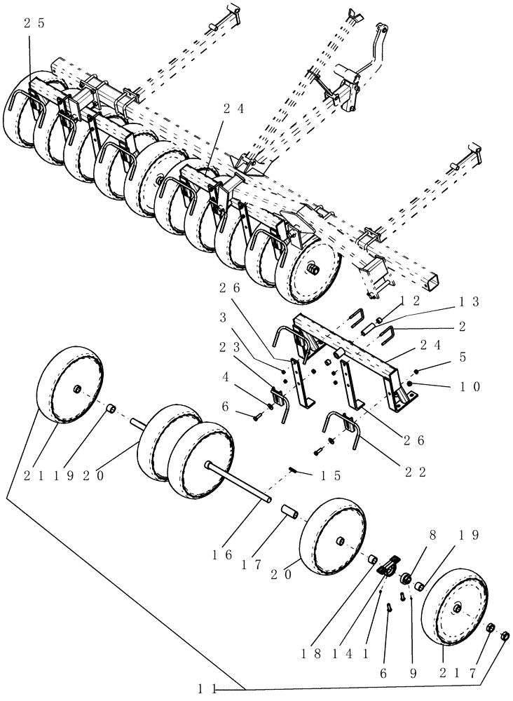 Схема запчастей Case IH ATX700 - (06.060.1) - PACKER, INNER WING - 12" SPACING Packer Gang Assemblies and Frames