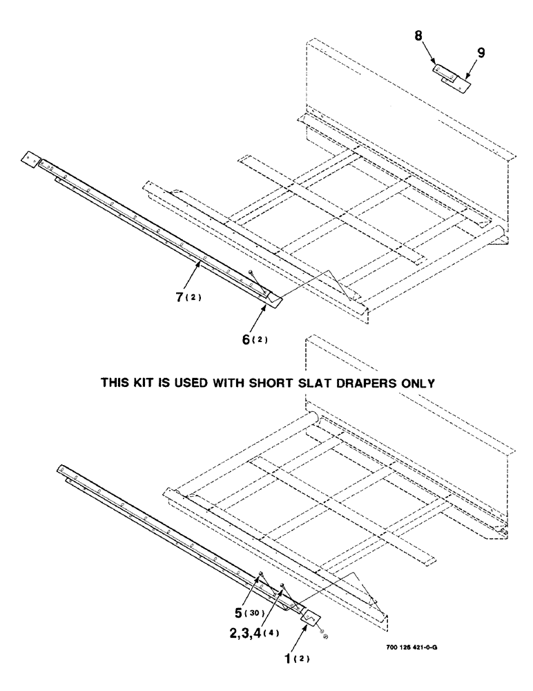 Схема запчастей Case IH 8820 - (9-06) - DRAPER GUARD KIT, SHORT SLAT DRAPERS ONLY, 700126421 DRAPER GUARD KIT COMPLETE (09) - CHASSIS