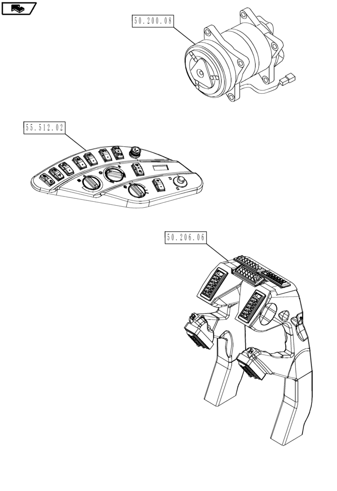 Схема запчастей Case IH MAGNUM 180 - (00.000.50) - PICTORIAL INDEX - CAB CLIMATE CONTROL (00) - GENERAL & PICTORIAL INDEX