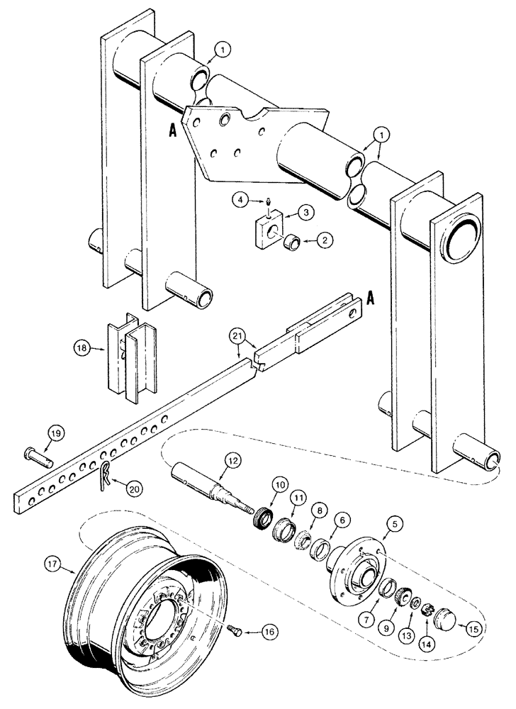 Схема запчастей Case IH 485 - (9-05) - TRANSPORT LIFT AXLE, 6 BOLT HEAVY HUB (09) - CHASSIS/ATTACHMENTS