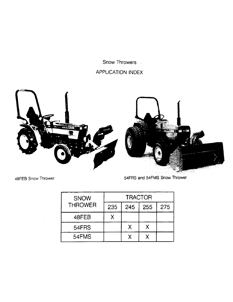 Схема запчастей Case IH 54FMS - (01D) - APPLICATION INDEX 