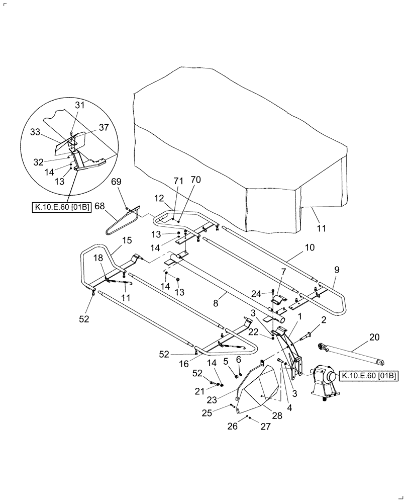 Схема запчастей Case IH MDX21 - (F.20.C[1A]) - SUPPORT, 4 DISC, FROM PIN Y9ZSB0006 F - Frame Positioning