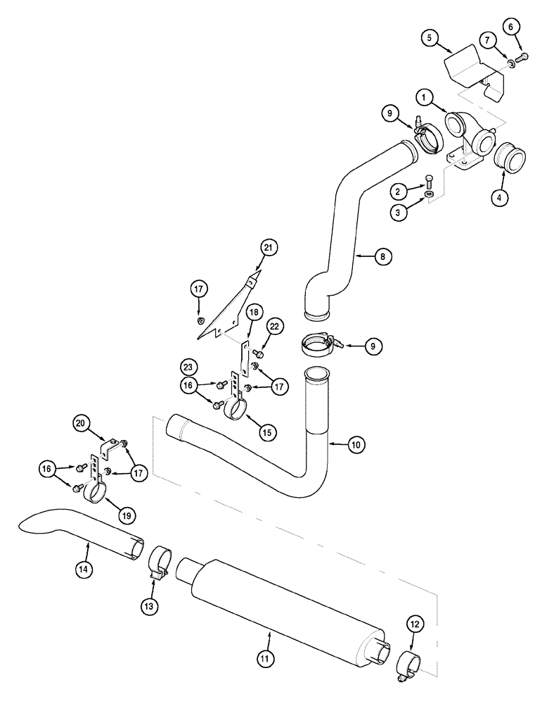 Схема запчастей Case IH C60 - (02-12) - UNDERSLUNG EXHAUST, C60 (02) - ENGINE