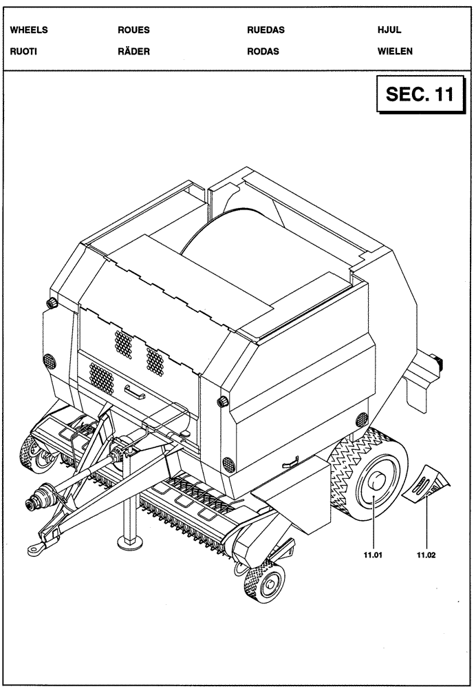 Схема запчастей Case IH RBX341 - (11.00[01]) - SECTION LIST 11 - WHEELS (11) - WHEELS