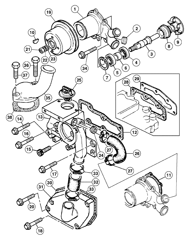 Схема запчастей Case IH C100 - (02-21) - WATER PUMP SYSTEM (02) - ENGINE