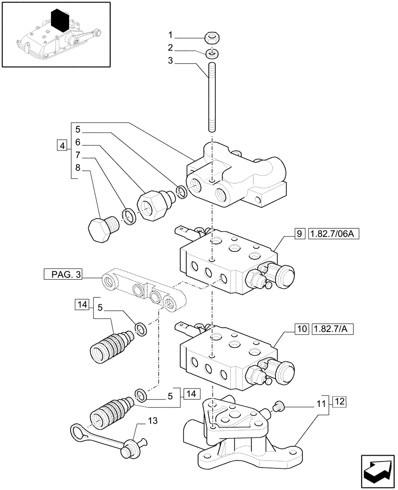 Схема запчастей Case IH JX1095C - (1.82.7/06[01]) - (VAR.108) 2 REAR REMOTE VALVES FOR MDC - REMOTE VALVES - C5484 (07) - HYDRAULIC SYSTEM