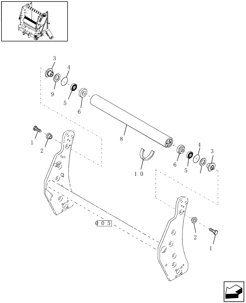 Схема запчастей Case IH RBX451 - (006) - SLEDGE FOLLOWER ROLLER (62) - PRESSING - BALE FORMATION