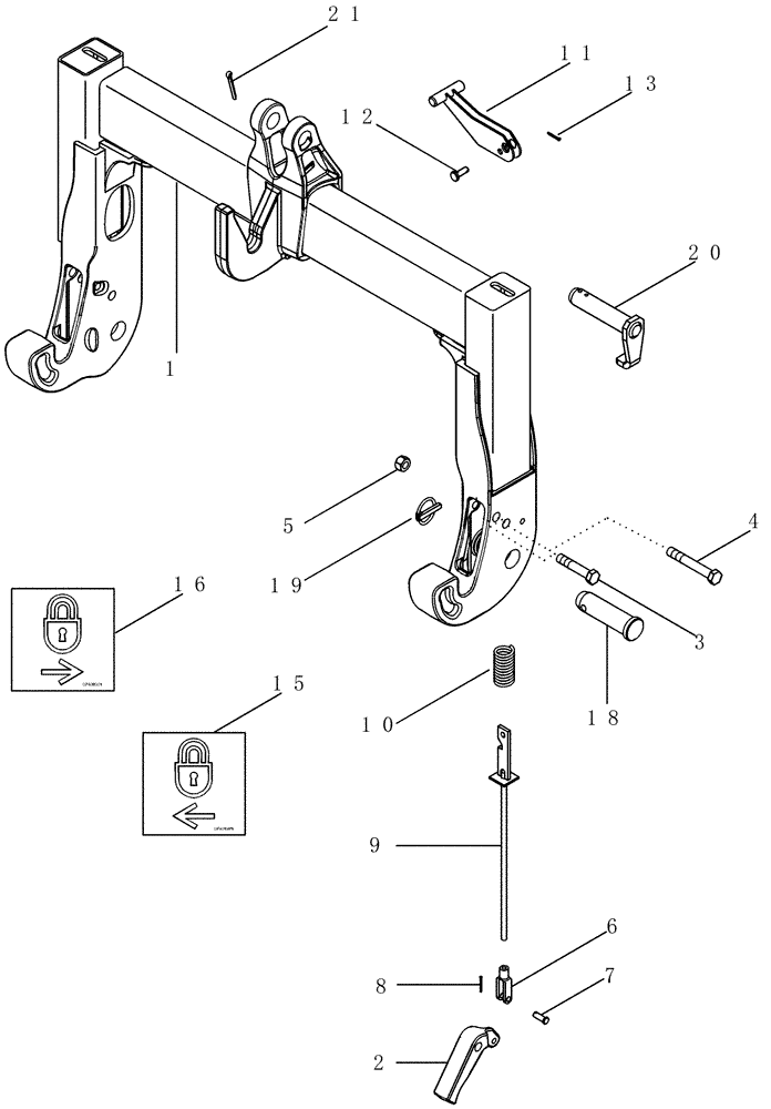 Схема запчастей Case IH MX255 - (09-65) - QUICK HITCH COUPLER - FIXED, CATEGORY III, BSN JAZ139487 (09) - CHASSIS/ATTACHMENTS