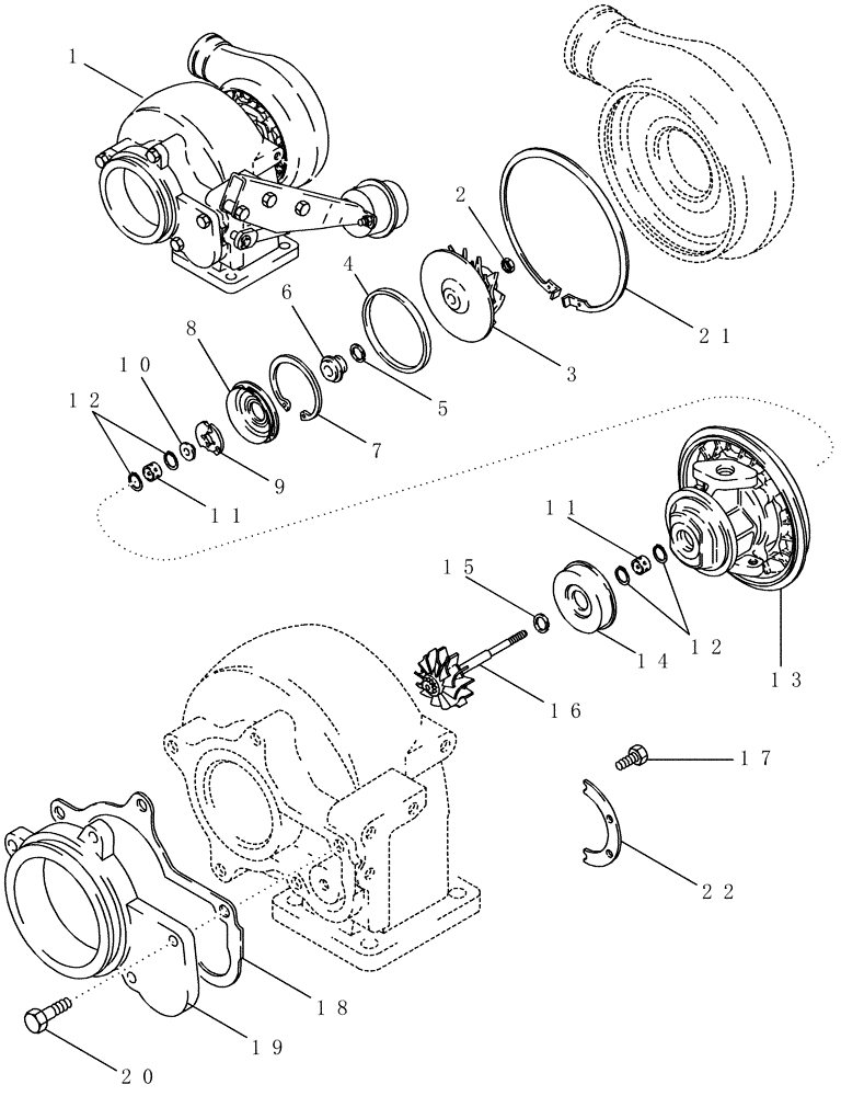 Схема запчастей Case IH MX210 - (02-19) - TURBOCHARGER ASSEMBLY, MX210 AND MX230 (02) - ENGINE