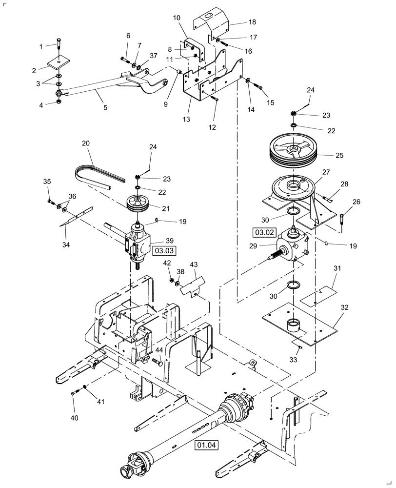 Схема запчастей Case IH DC162 - (14.07) - HEADER DRIVE CENTER COMPONENTS (14) - CROP CUTTING