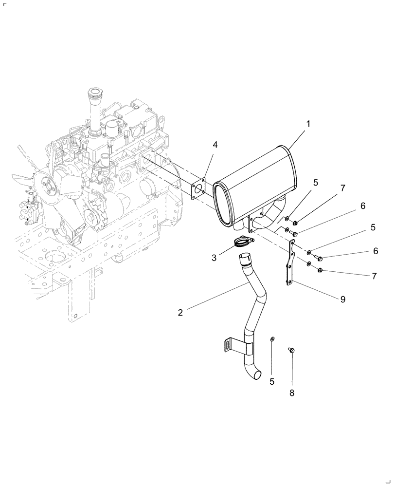 Схема запчастей Case IH FARMALL 45 - (02.08) - EXHAUST SYSTEM (02) - ENGINE EQUIPMENT