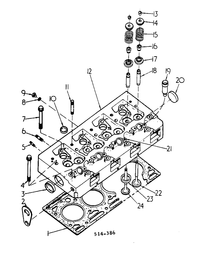 Схема запчастей Case IH 584 - (12-33) - CYLINDER HEAD, VALVES AND STUDS Power