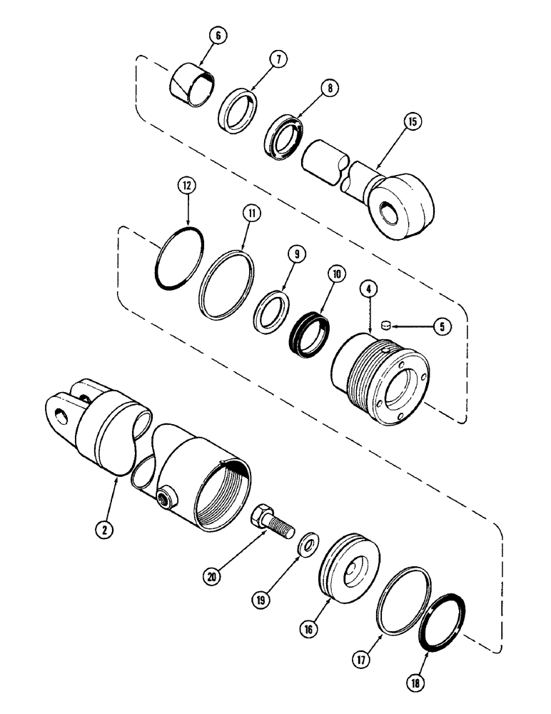 Схема запчастей Case IH 4890 - (8-336) - HITCH LIFT CYLINDER ASSEMBLY, 4" (101.6 MM) BORE X 9-27/32" (250.8 MM) STROKE, PIN 8860450 AND AFTER (08) - HYDRAULICS