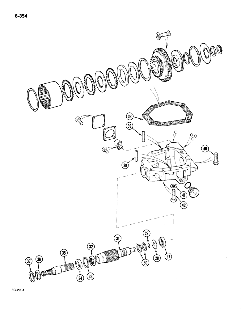 Схема запчастей Case IH 585 - (6-354) - TRANSFER GEARBOX, 4WD P.I.N. 18001 AND AFTER, CONTD (06) - POWER TRAIN