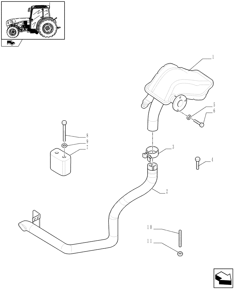 Схема запчастей Case IH FARMALL 75N - (1.15.1) - HORIZONTAL EXHAUST AND SILENCER (02) - ENGINE EQUIPMENT