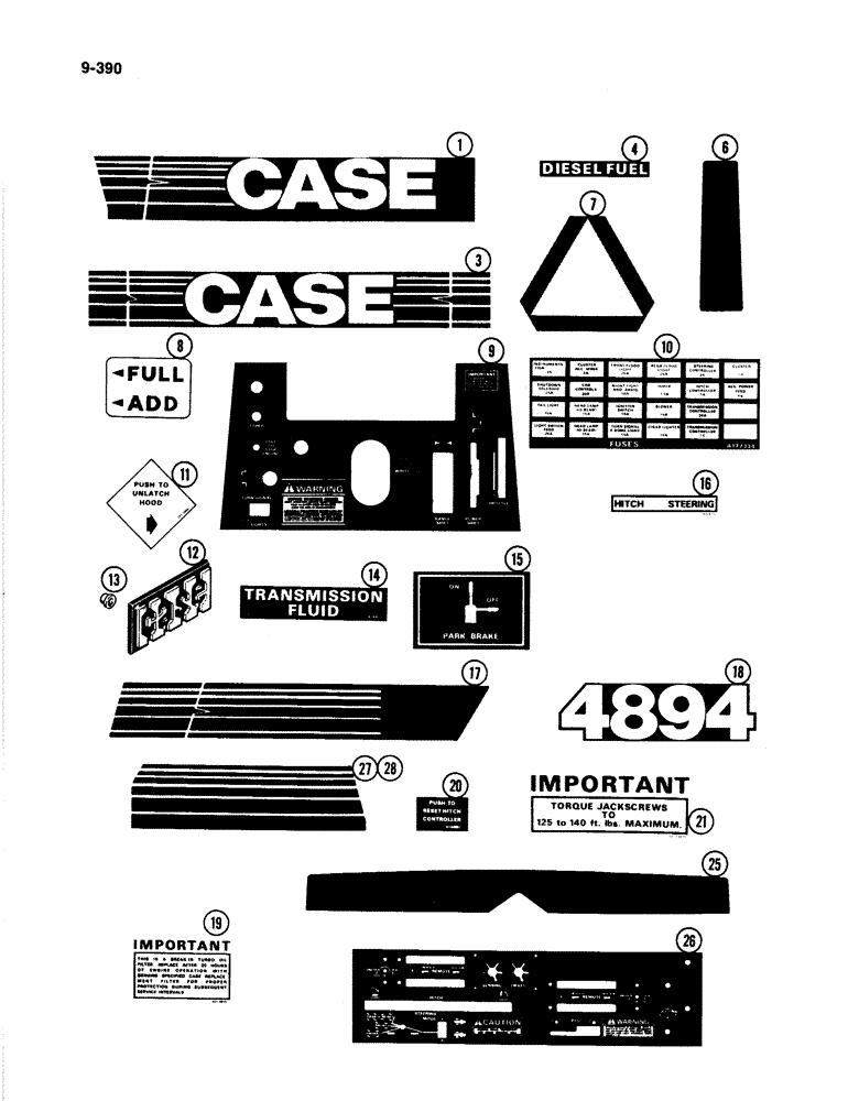 Схема запчастей Case IH 4894 - (9-390) - DECALS, TRACTOR (09) - CHASSIS/ATTACHMENTS