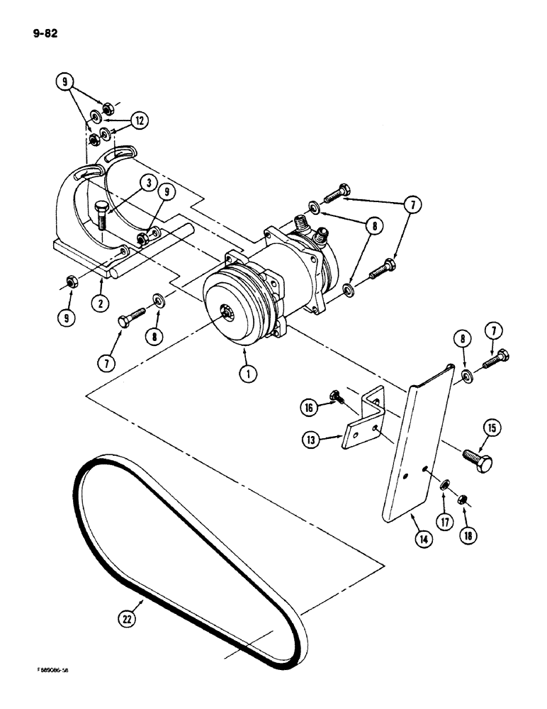 Схема запчастей Case IH 9180 - (9-82) - AIR CONDITIONING, COMPRESSOR MOUNTING AND DRIVE (09) - CHASSIS/ATTACHMENTS