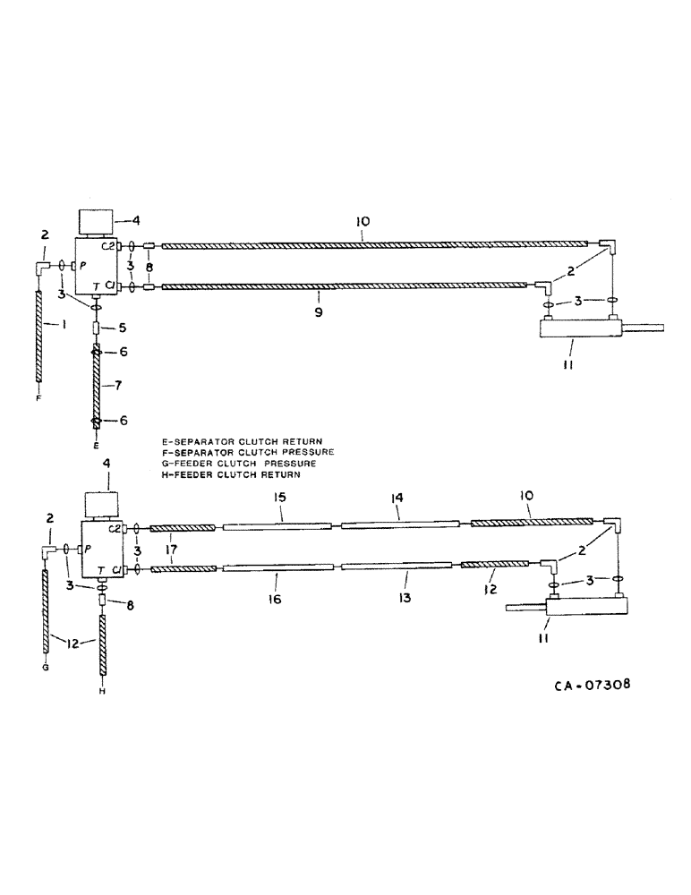 Схема запчастей Case IH 1460 - (10-15) - HYDRAULICS, FEEDER AND SEPARATOR CLUTCH CYLINDER DIAGRAM, S/N 32001 AND ABOVE, MODULAR CONTROL (07) - HYDRAULICS