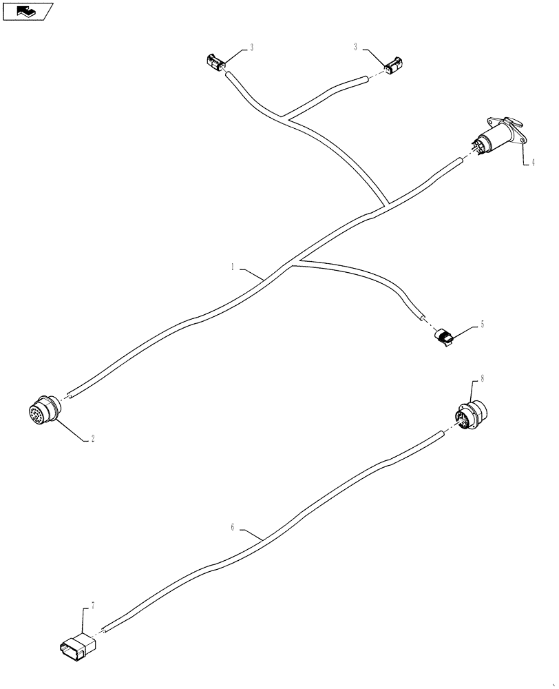 Схема запчастей Case IH QUADTRAC 500 - (55.100.24) - HARNESS - THREE POINT HITCH (55) - ELECTRICAL SYSTEMS